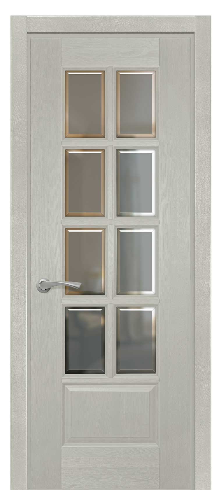 Межкомнатная дверь Лондон фацет из массива дуба, цвет Грей